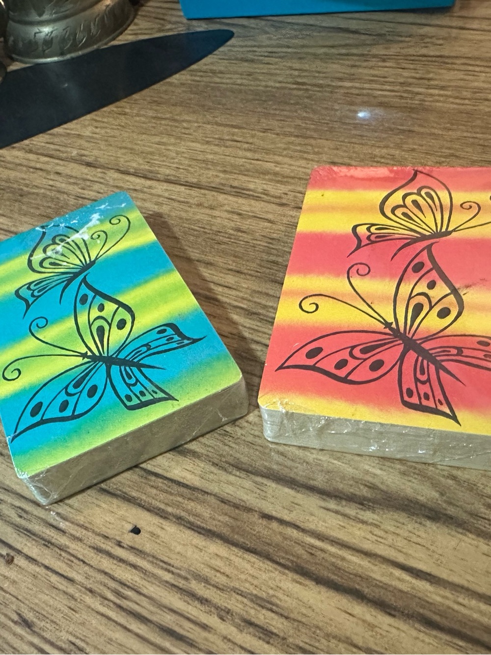 Vintage Colorful Butterfly playing cards - two decks